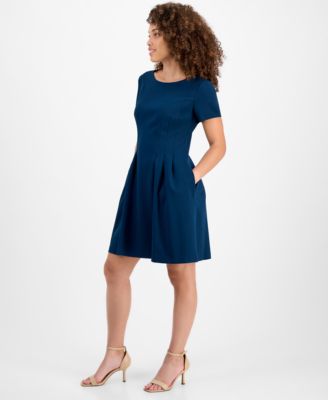 Petite Dart-Waist Short-Sleeve Dress