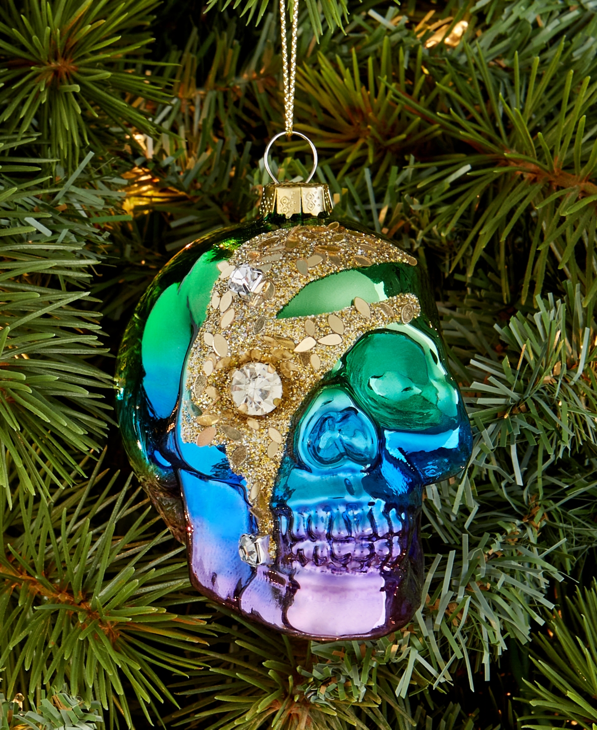 Holiday Lane Eclectic Charm Rainbow Skull Ornament, Macy's Exclusive In Transparent