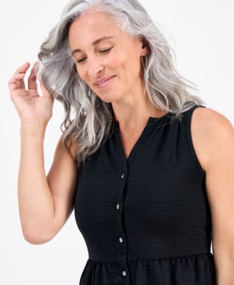 Petite Button-Front Sleeveless Midi Dress, Macy's Exclusive 
