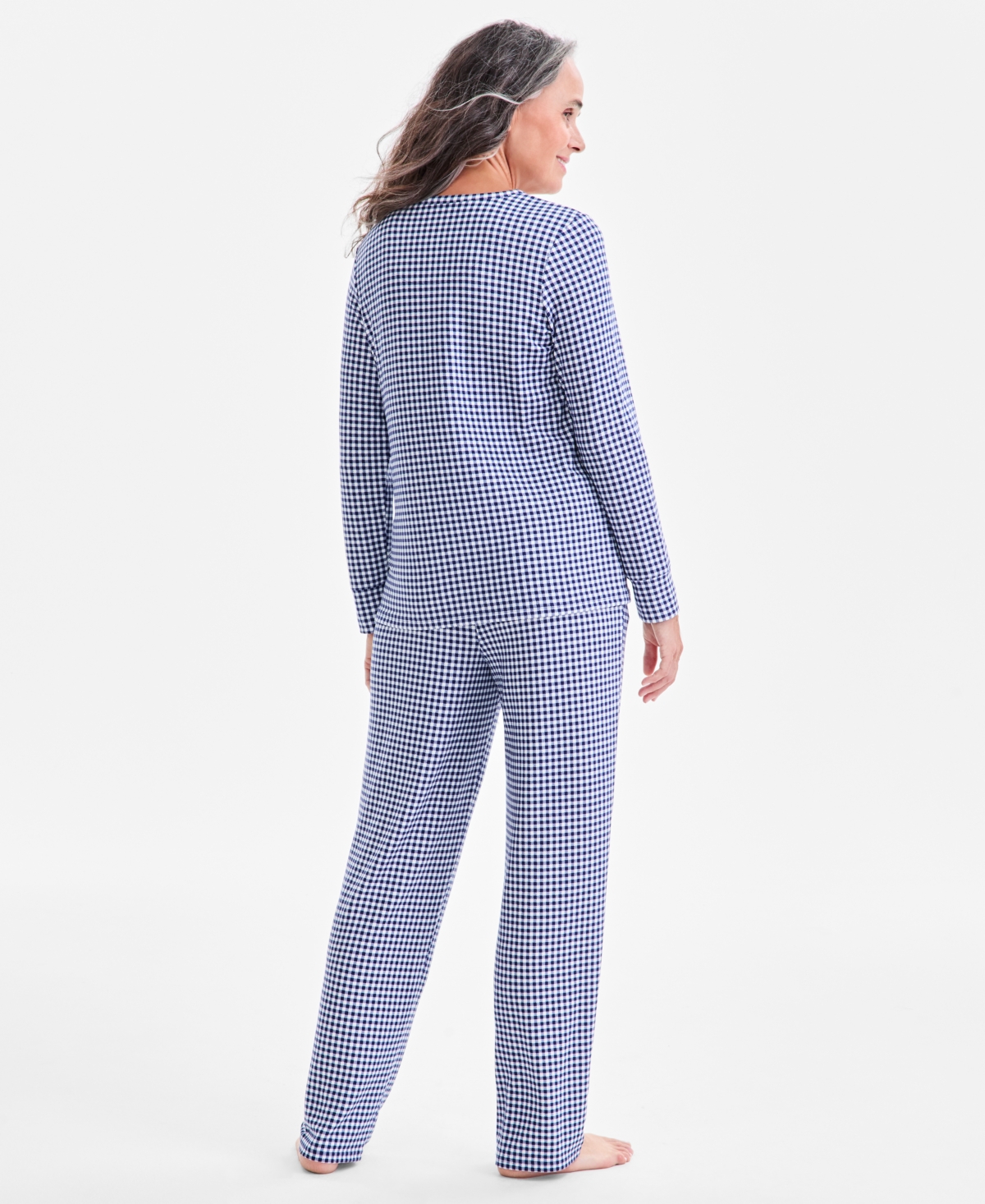 Charter Club Women's 2-pc. Printed Long-sleeve Packaged Pajamas Set, Created For Macy's In Blue