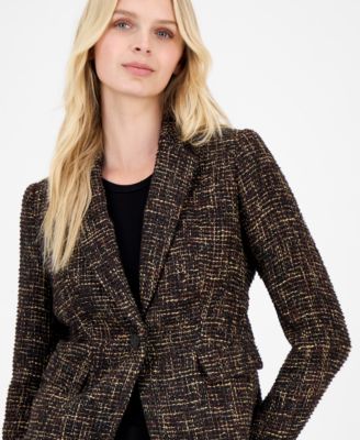 Women's Tweed Notch-Collar One-Button Jacket