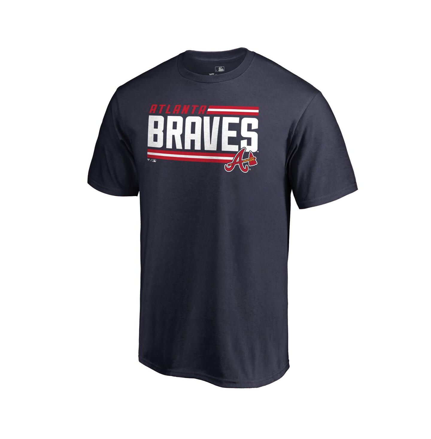 Мужская футболка Fanatics Navy Atlanta Braves Onside Stripe — фото 1