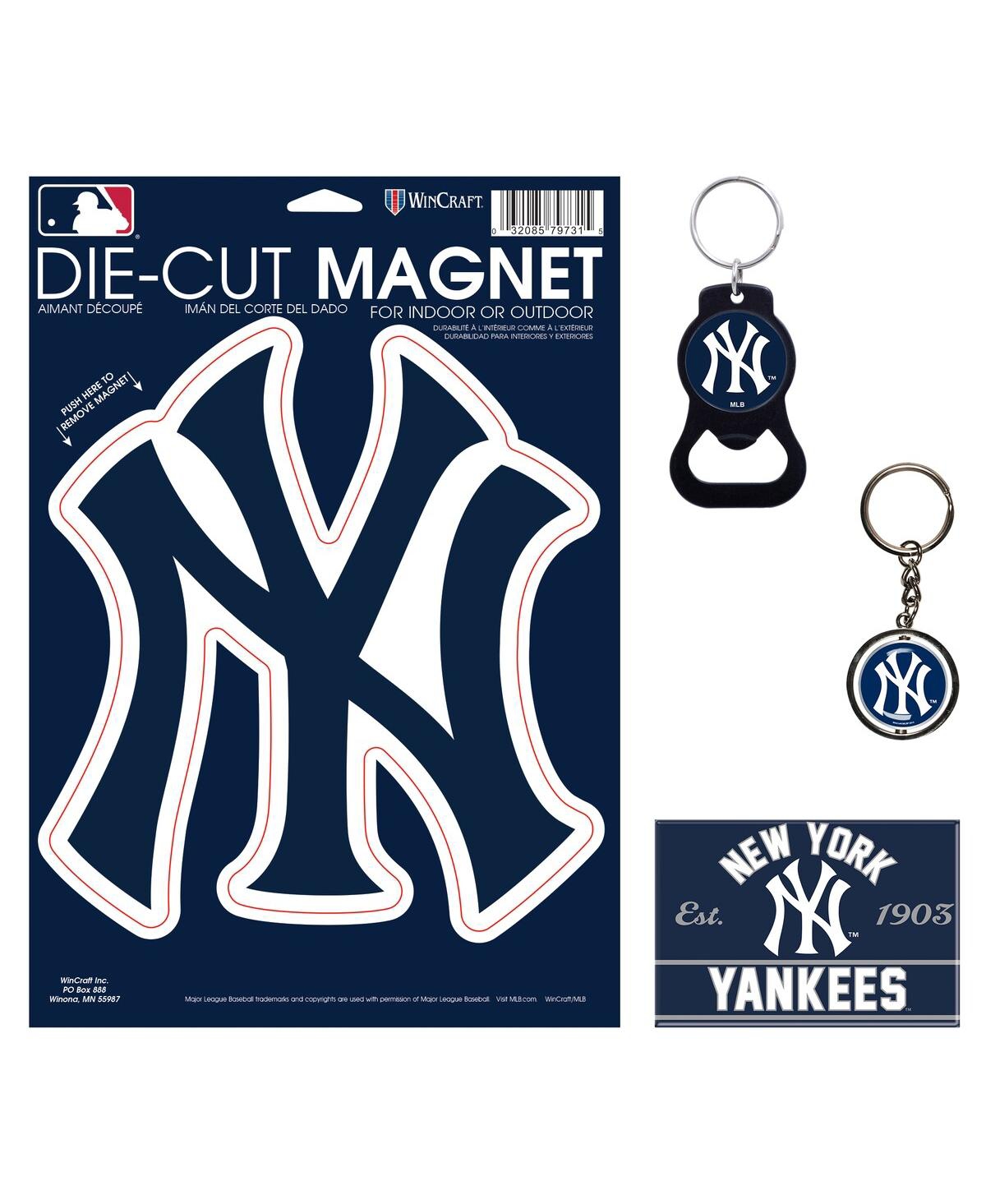 New York Yankees 4-Pack Key Rings and Magnets Set