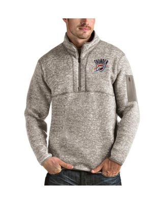 Antigua - Men's Natural Oklahoma City Thunder Fortune Quarter-Zip Pullover Jacket