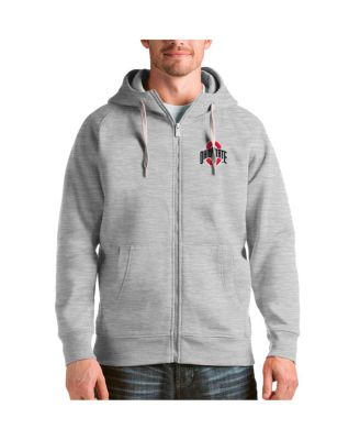 Antigua - Men's Heathered Gray Ohio State Buckeyes Victory Full zip Jacket