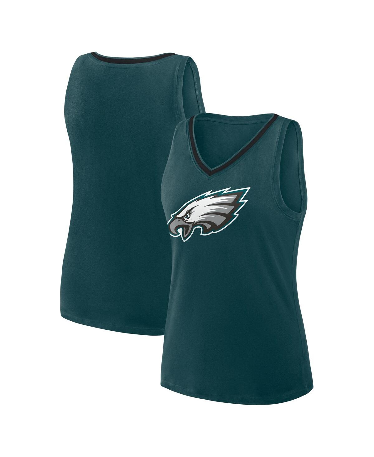 Women's Midnight Green Philadelphia Eagles Plus Size Stellar Win V-Neck Tank Top - Green