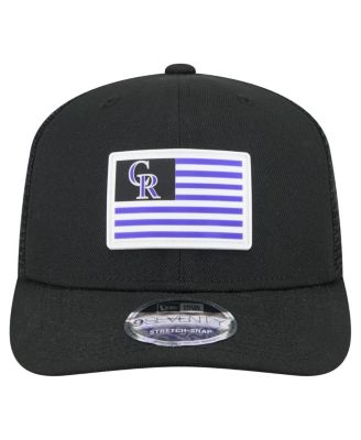 Men's Black Colorado Rockies Flag 9SEVENTY Stretch-Snap Hat