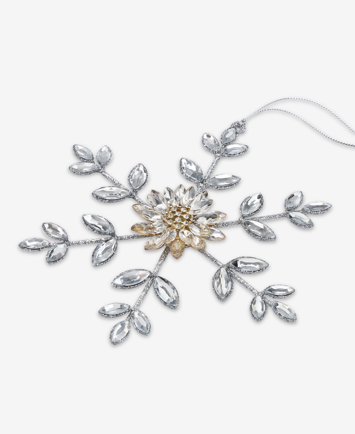 Holiday Lane Jeweled Classics Gold And Gem Snowflake Ornament, Macy's Exclusive In Transparent