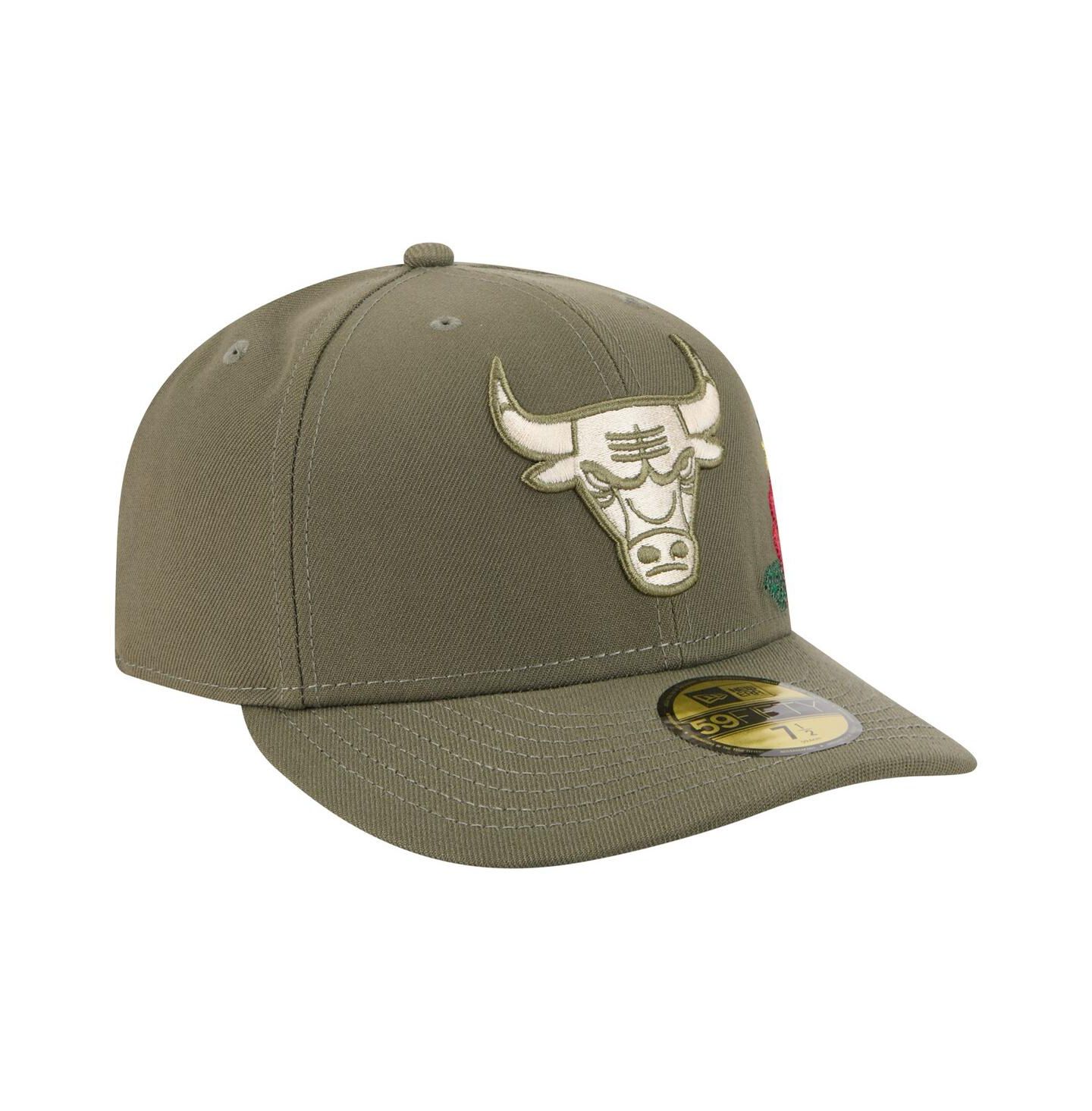 Мужская кепка New Era Olive Chicago Bulls Tonal Florals 59FIFTY Fitted Hat — фото 2