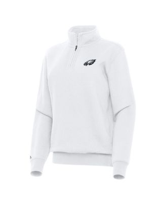 Antigua - Women's White Philadelphia Eagles Victory Quarter-Zip Sweatshirt