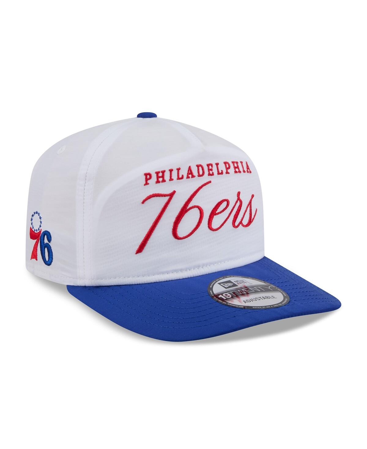 New Era Men's White/royal Philadelphia 76ers 2025 Nba Draft On-stage Nylon 19twenty Adjustable Hat