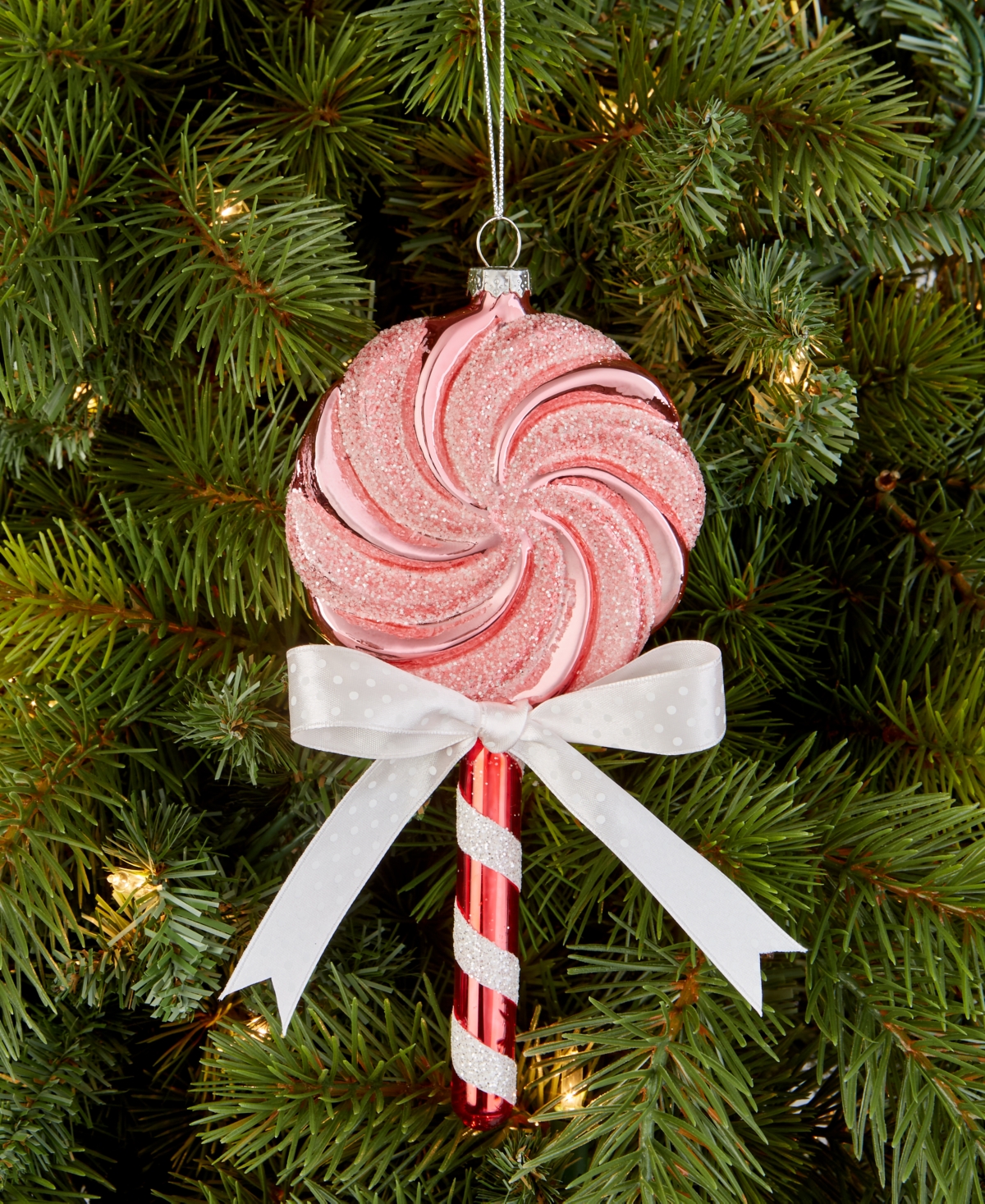 Holiday Lane Sugar Plum Bow-trim Lollypop Ornament, Macy's Exclusive In Transparent