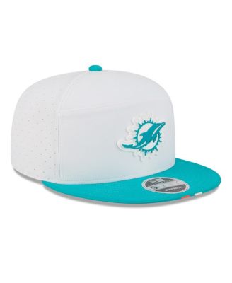 Men's White/Aqua Miami Dolphins 2025 NFL Training Camp Split Panel 9FIFTY Snapback Hat