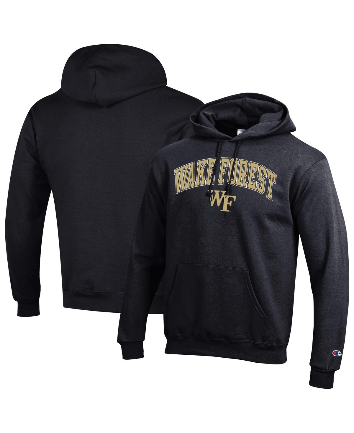Men'sÂ Black Wake Forest Demon Deacons Arched Logo Fleece Pullover Hoodie - Black