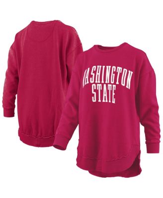 Women's Crimson Washington State Cougars M&eacute;lange Poncho Vintage Fleece Long Sleeve Pullover Sweatshirt