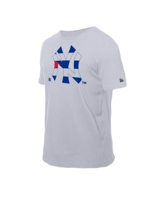 Men's White New York Yankees Cuban Flag Logo T-Shirt