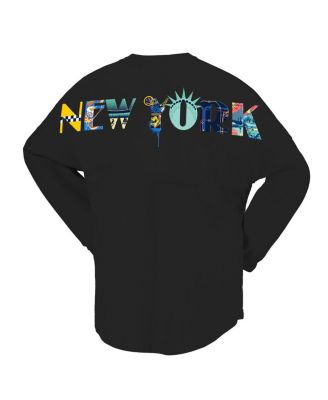 Women's Black New York Liberty Oversized Preppy City Long Sleeve T-Shirt