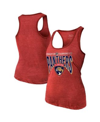 Majestic - Women's Red Florida Panthers 2025 Stanley Cup Champions Tri-Blend Racerback Tank Top