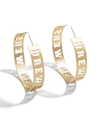 WEAR by Erin Andrews - Baublebar Milwaukee Brewers Large Cutout Hoop Earrings