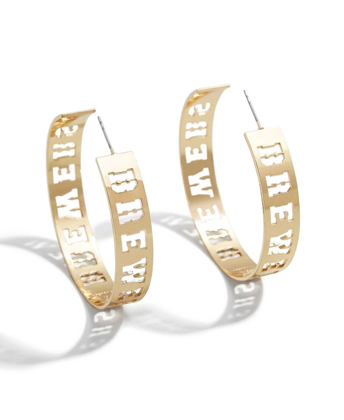 x Baublebar Milwaukee Brewers Large Cutout Hoop Earrings - Gold