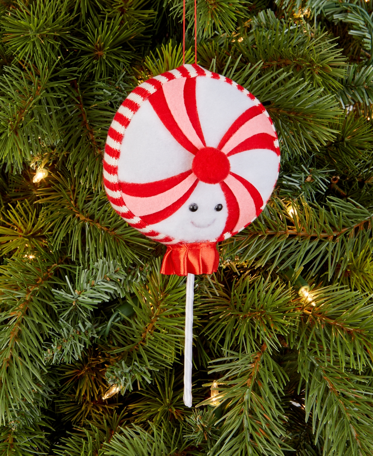 Holiday Lane Sugar Plum Peppermint Pop Happy Face Ornament, Macy's Exclusive In Transparent