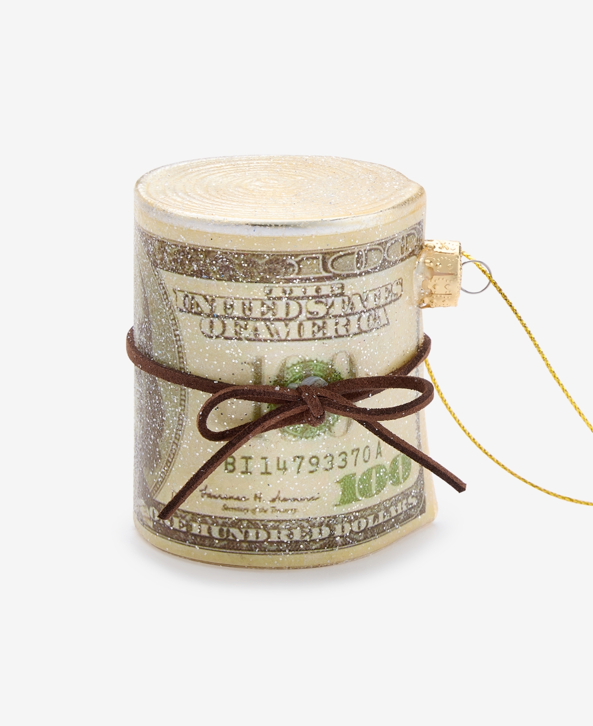 Holiday Lane Eclectic Charm Glass Rolled $100 Bill Ornament, Macy's Exclusive In Transparent