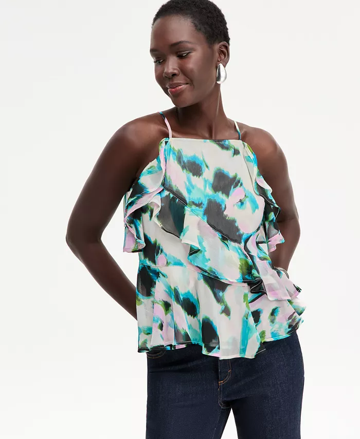 Women's Ruffle-Trim Apron-Neck Tank