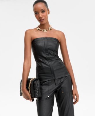 Women's Faux-Leather Strapless Top, Macy's Exclusive
