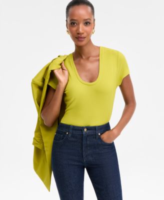 Women's Ribbed Scoop-Neck Top