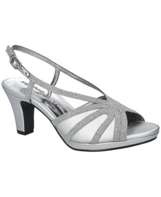 Easy Street Starlight Women's Slingback Heeled Sandals, Size: 7, Silver Satin