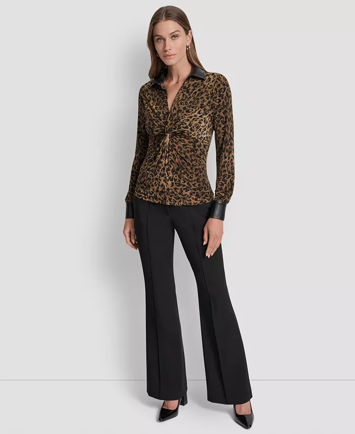 Women's Knot-Front Long-Sleeve Blouse - thumbnail 4