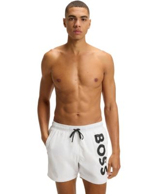 Men's Vertical Logo Print Swim Shorts