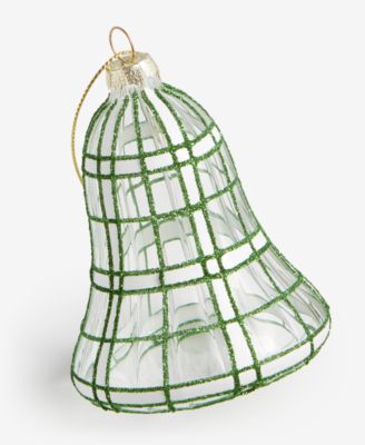 Enchanted Emerald Glittered Glass Bell Ornament, Macy's Exclusive