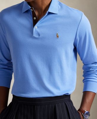 Men's Classic-Fit Long Sleeve Soft Cotton Polo Shirt