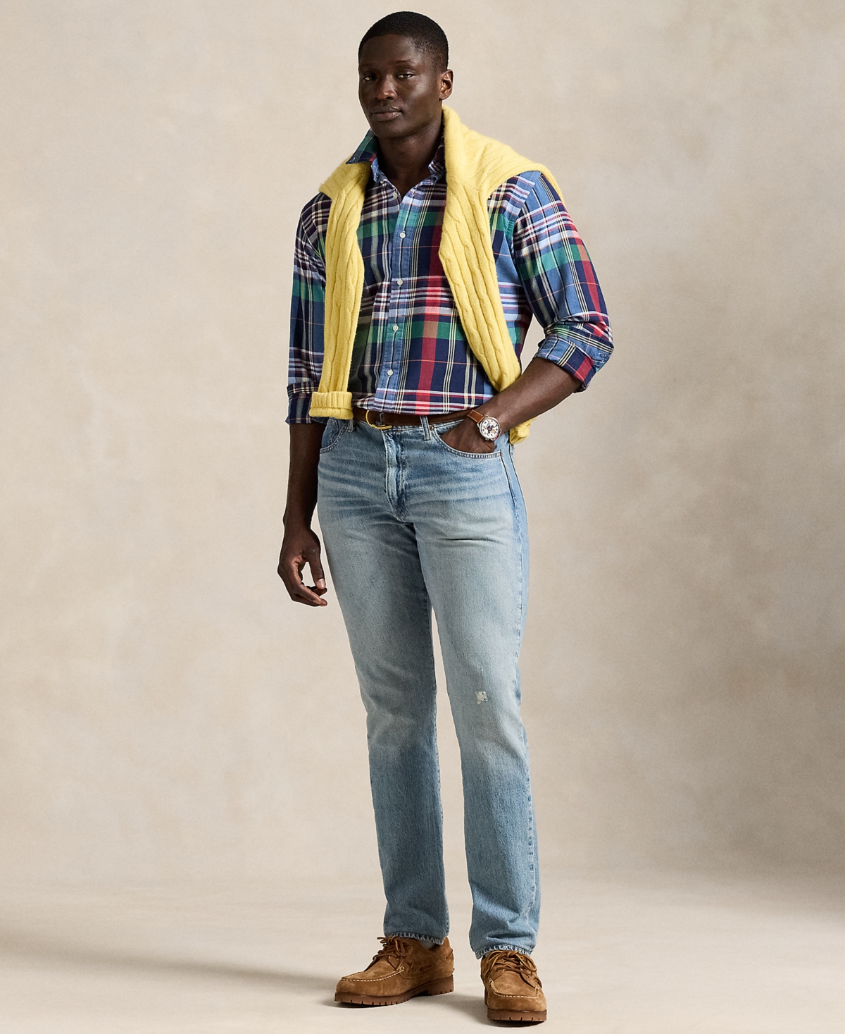 Polo Ralph Lauren Plaid Motif Classic Fit Shirt With Double Breast Pocket In Multi