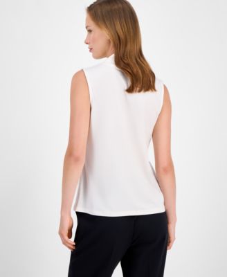 Petite Pleated V-Neck Top