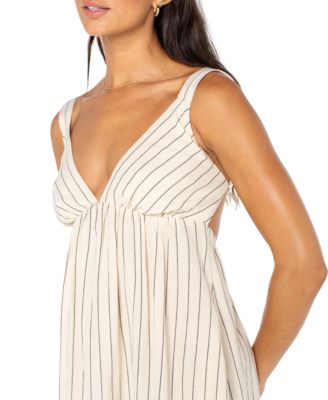 Juniors' Wilder Coast Striped V-Neck Tie-Back Maxi Dress
