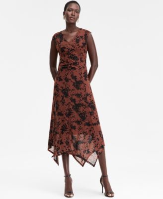 I.N.C. International Concepts - Women's Printed V-Neck Ruched Dress