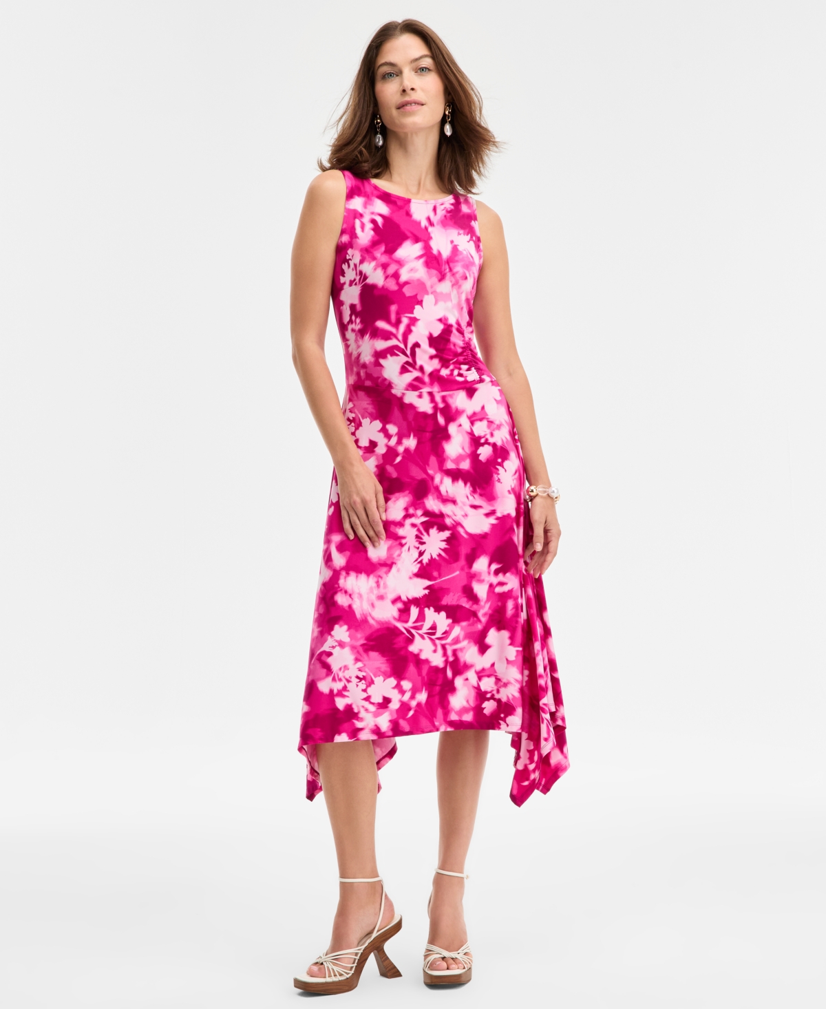 Inc International Concepts Women's Scoop-neck Asymmetric-hem Dress, Macy's Exclusive In Multi