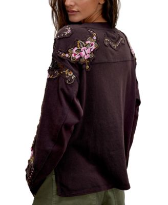 Women's Lilith Embroidered Cotton Long-Sleeve T-Shirt