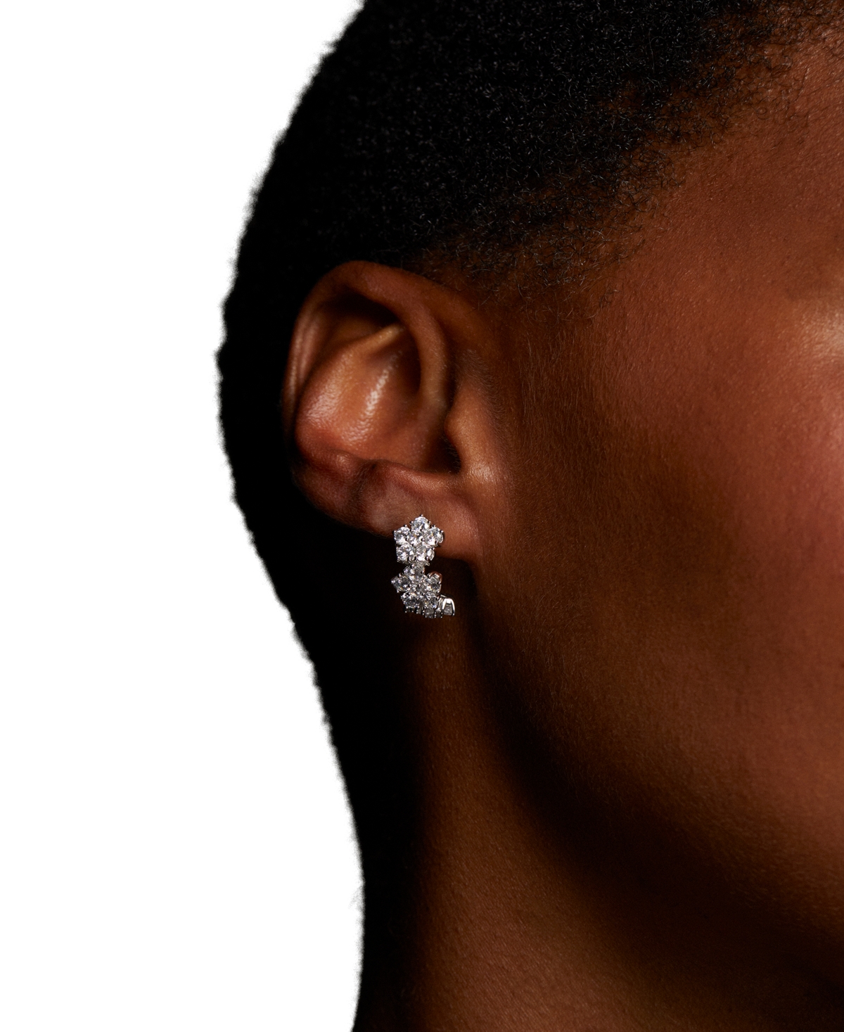 Eliot Danori Cubic Zirconia Flower J-hoop Earrings, Exclusively At Macy's In Silver