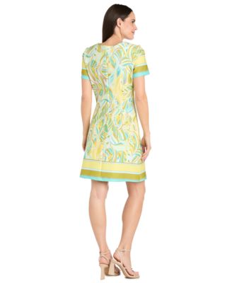 Women's Printed Short-Sleeve Knee-Length Dress