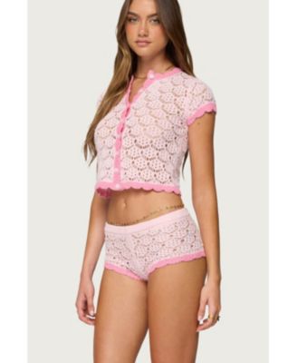 Women's Elisa Open Knit Button Up Top