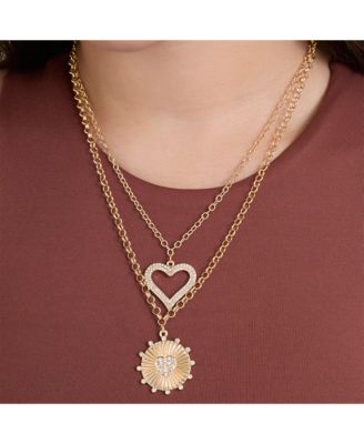 2-Piece Gold & Silver Heart and Eye Layered Necklace Set