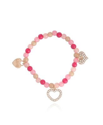 Pink Heart Charm Bracelet & Earrings Set
