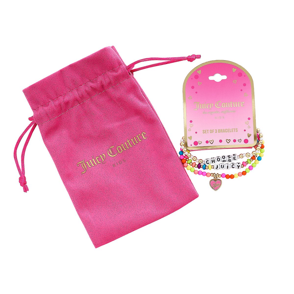 Juicy Couture Kids 주스 하트 참 3피스 비즈 주얼리
