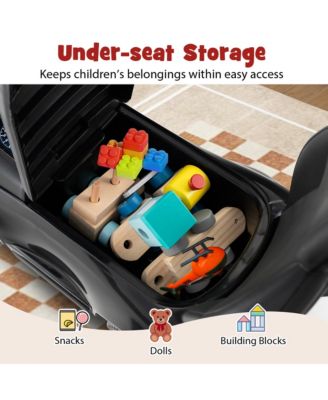 Toddler 3-in-1 Push Car w/Adjustable Canopy Under Seat Storage Realistic Sounds