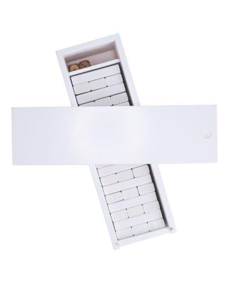 White Wooden Blocks Stacking Tower Game with White Wooden Box, 12 in.