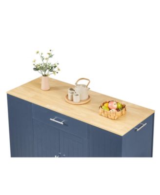 53"W Spice Rack, Drawer, Tilt-Out Trash Bin, Adjustable Shelves Kitchen Island