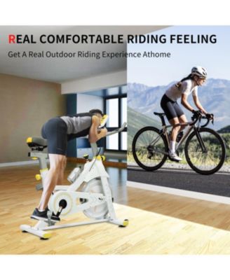 Indoor Exercise Bike Cycling Bike with Comfortable Seat Cushion Yellow+White